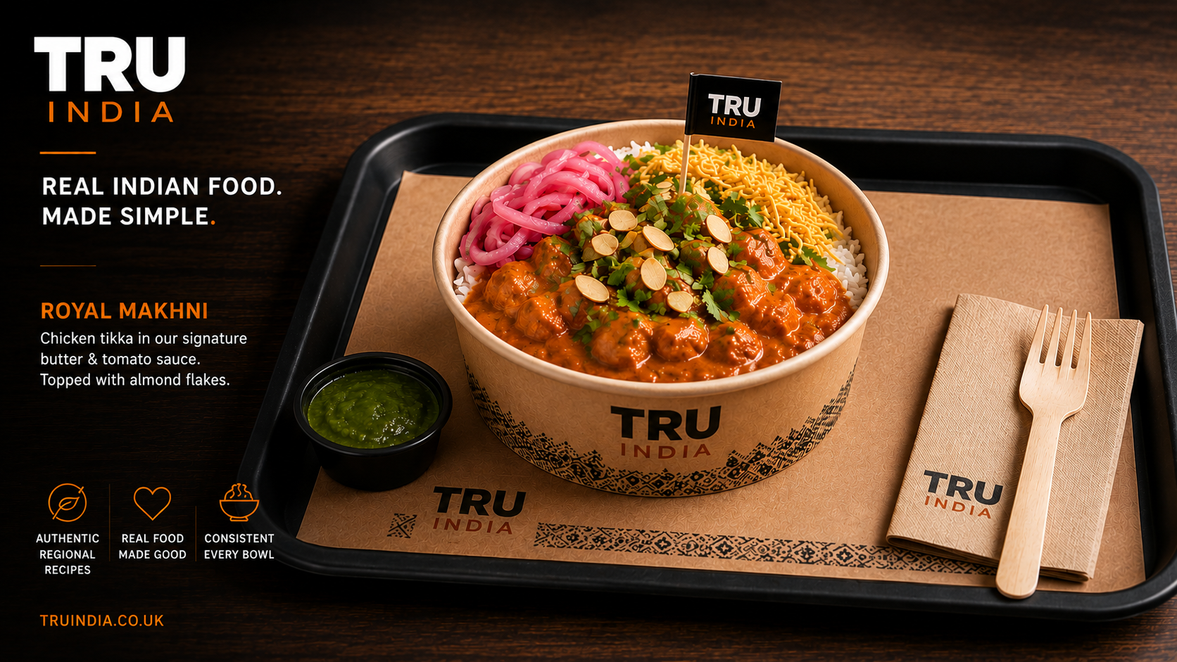 TRU INDIA Royal Makhani bowl and branded serving tray